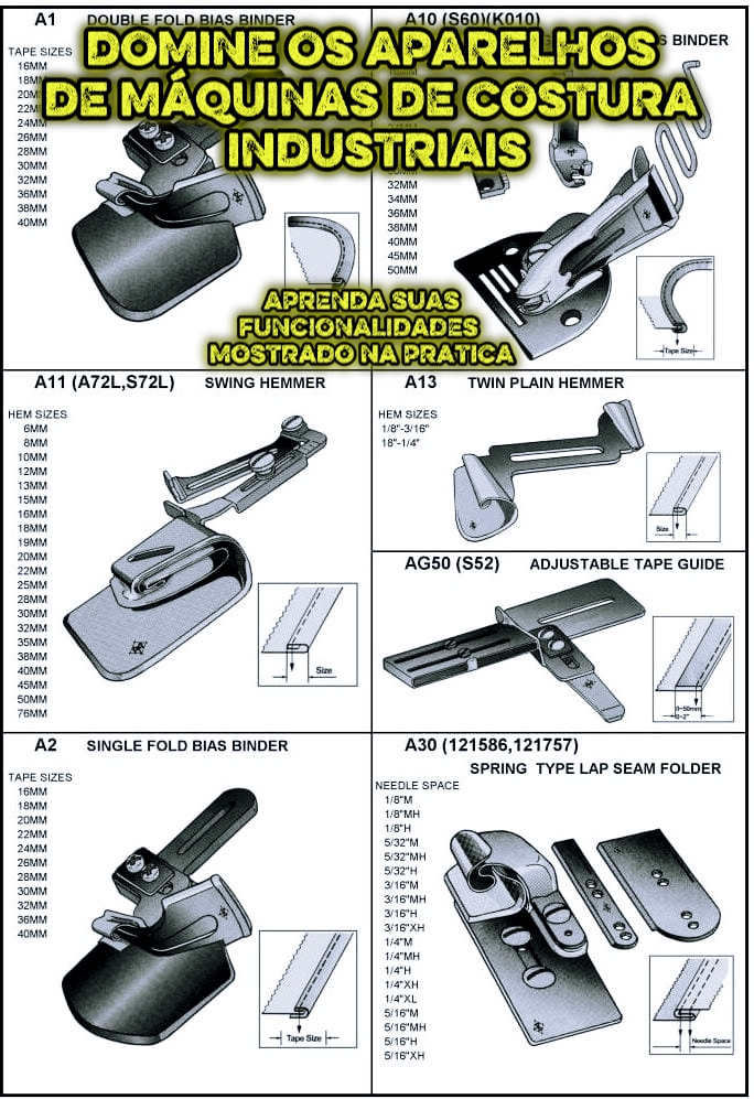 aparelhos para máquinas de costura industriais