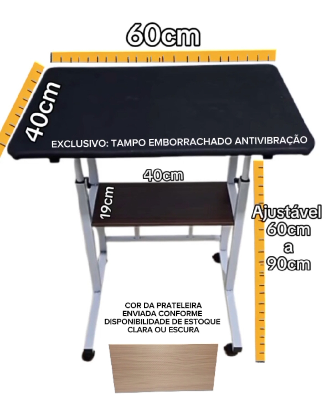 Mesa Para Máquina De Costura, tampo Emborrachado Antivibração Antideslizante Regulável e rodas - Imagem 2